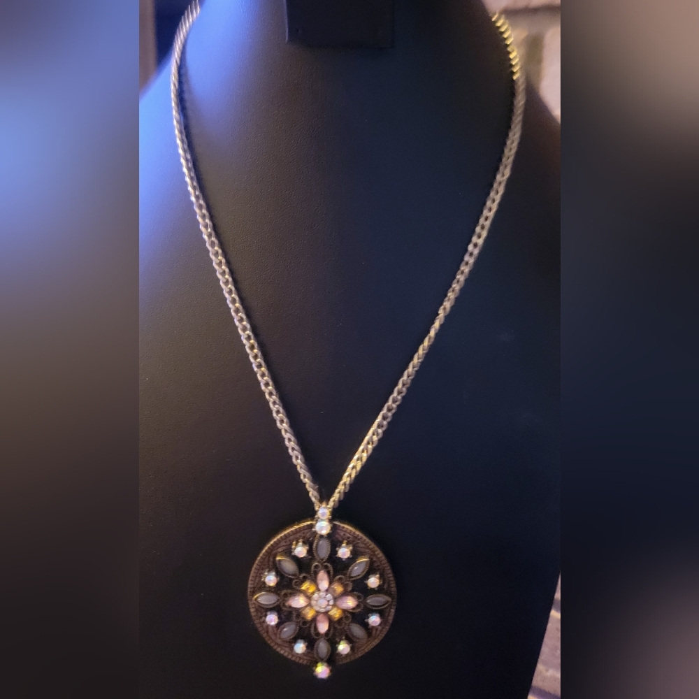 Lia Sophia Silver and Black Pendant Necklace